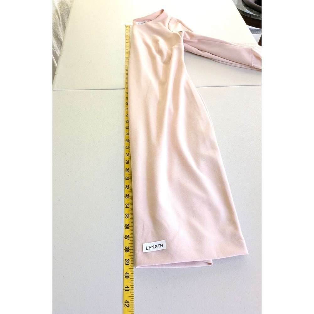Calvin Klein Blush Pink Chiffon Bell Sleeve Sheath Dress Size 6 Button Detail - Picture 15 of 15